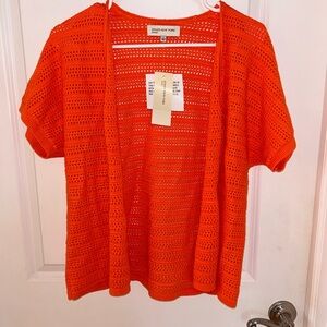 Jones New York NWT Orange Short Sleeve Cardigan